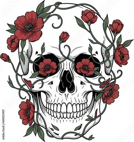 Floral Skull Illustration