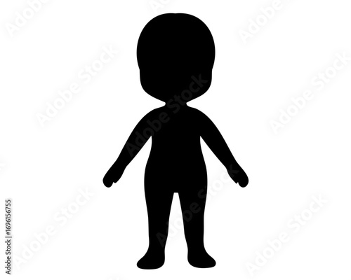 Silhouette of a cute chubby toddler standing with arms spread out evenly