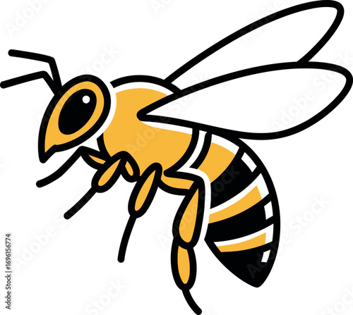 Cute Cartoon Bee Vector Illustration