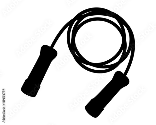 Black silhouette of a jump rope for cardio and fitness training