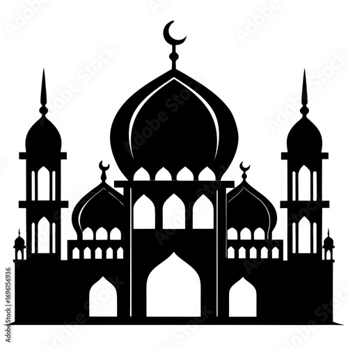 Mosque a simple vector clean black silhouette design white background