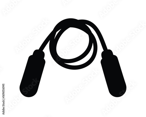 Stylized monochrome silhouette of a skipping rope for fitness and exercise