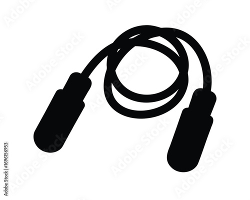 Black and White Silhouette of a Jump Rope Used for Cardio Exercise