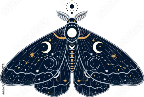 Celestial Moth: Night Sky Illustration