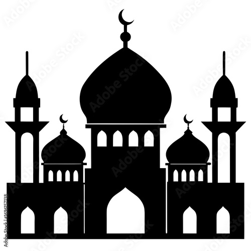 Mosque a simple vector clean black silhouette design white background