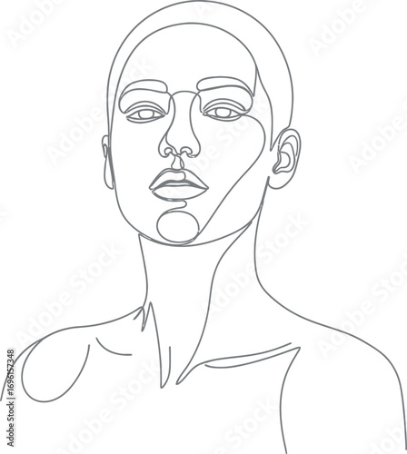 One Line Woman Face Minimalist Art