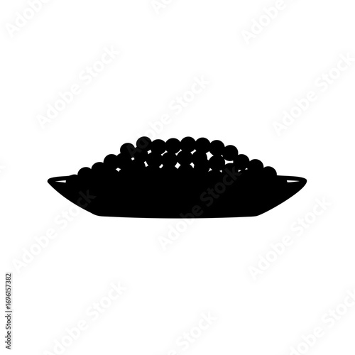 Silhouette of a platter filled with round objects, a simple black design