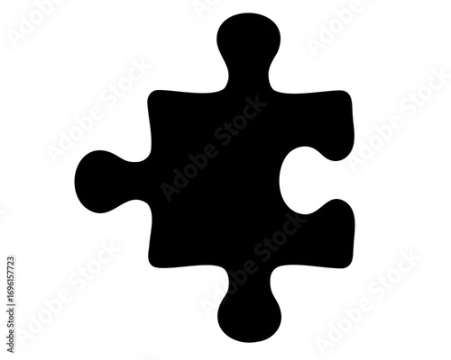 Isolated black jigsaw puzzle piece representing connection, teamwork, and problem solving concept