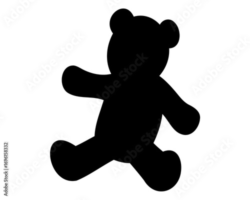 Silhouette of a black teddy bear on a white background art