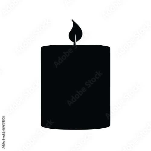 Elegant black candle silhouette with flickering flame for warmth and ambiance