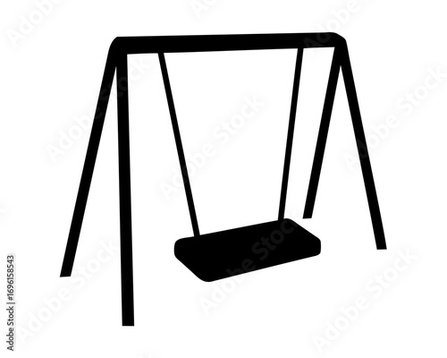 A simple black and white swing set for outdoor children's play