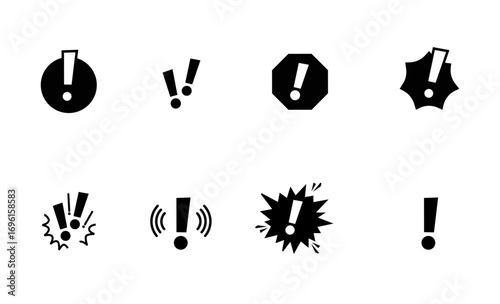 exclamation mark icon with bubble chat, shocked cute effect

