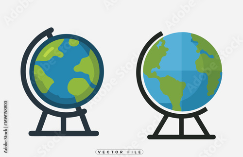 two globes side by side showing earth s continents oceans