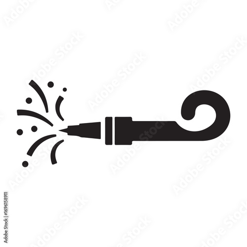party blower icon for birthdays and events  ready for premium use silhouette vector flat illustration design on white background