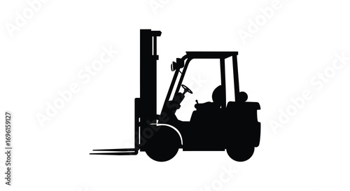 a black silhouette of an industrial forklift truck