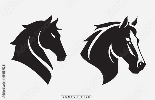 two elegant horse silhouettes facing opposite directions