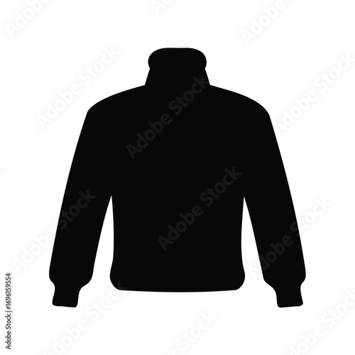 Black silhouette of a long sleeved sweatshirt with a high turtleneck collar