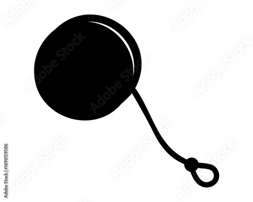 Cartoon illustration of a simple round yoyo toy with string