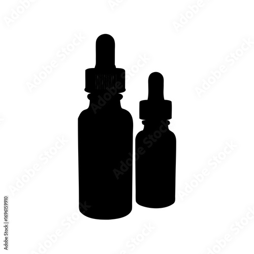 Two dropper bottles silhouette, representing natural medicine and holistic treatments