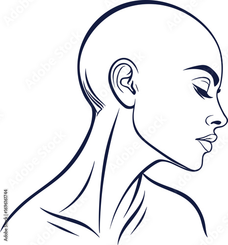 Elegant Line Art Woman Profile