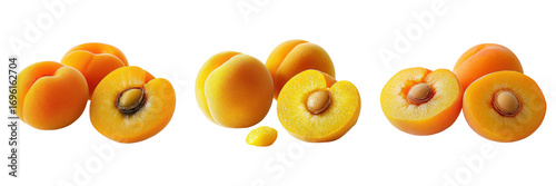Collection Fresh apricots display vibrant orange hues, showcasing their smooth skin and juicy flesh, perfect for summer dishes