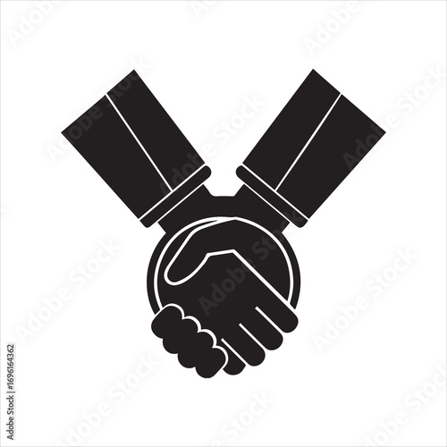 Minimalist handshake medal silhouette isolated on transparent background