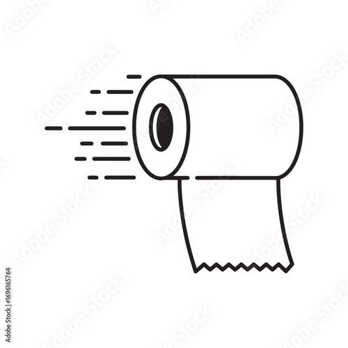 vector Fast moving roll of toilet paper sanitation icon