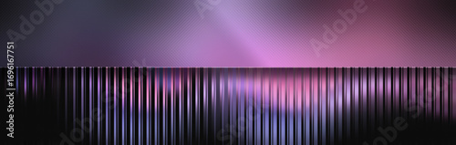 Wide ribbed corrugated glass background with a transparent glossy glass morphism frame on top. Ideal for website headers, panoramic banners, modern UI/UX design, or creative templates with text space.