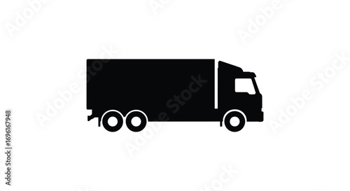 a simple black silhouette of a delivery truck