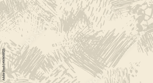 An offwhite background with tan hatch marks and dots distributed in a seemingly random pattern