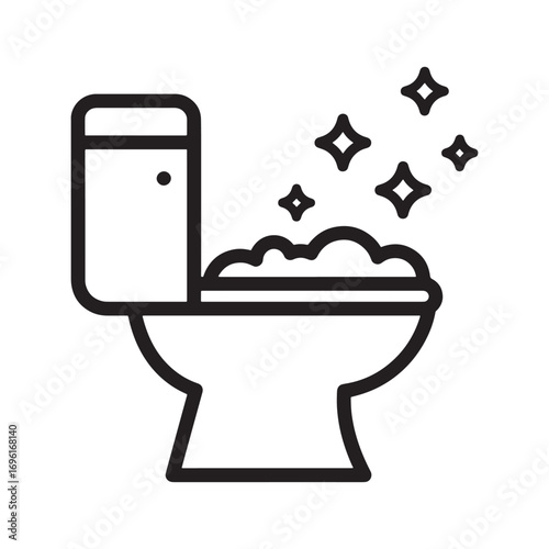 vector Sparkling clean toilet bowl with bubbles and stars