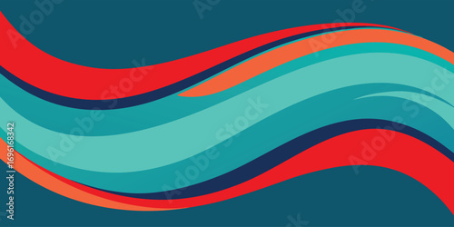 abstract background with wavy lines in red, blue and orange colors