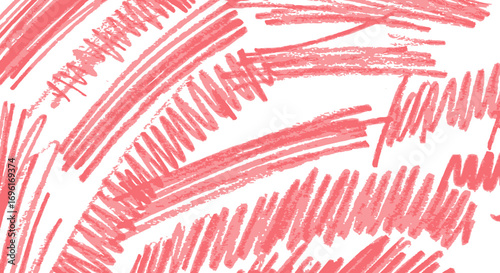Red crayon scribbles on white textural varied strokes