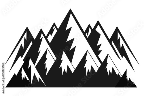 Mountain landscape vector illustration with forest trees and snow in winter design