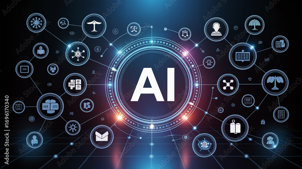 Obraz premium Ai artificial intelligence technology network connection machine learning future innovation concept