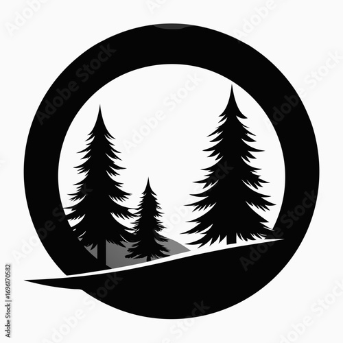 tree, forest, illustration, nature, vector, silhouette, night, landscape, moon, star, outdoors, background, environment, summer, art, dusk, sun, blue, sky, sunset, woodland, no people, plant, astronom