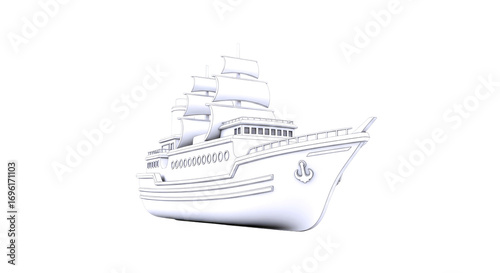 Wallpaper Mural elegant white yacht 3d model cruise ship for luxury game or animation, isolated on transparent background Torontodigital.ca