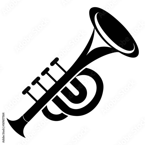 Black and white horn vector on white background.