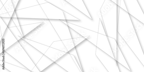 Abstract background with liens and triangles shape on white background. White and golden geometric overlapping rectangle pattern Geometric background soft shadows as patten ..White polygon textured .