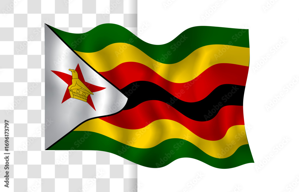 Naklejka premium Waving Zimbabwe Flag Vector Illustration Isolated on Transparent Background