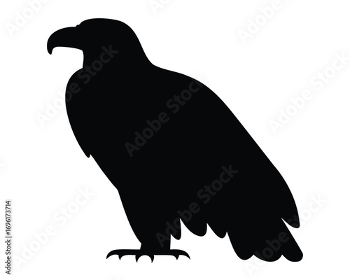 Silhouette of a proud eagle perched with sharp talons and powerful beak