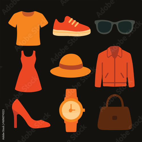 Fashionable Orange Apparel and Accessories Collection for Stylish Individuals