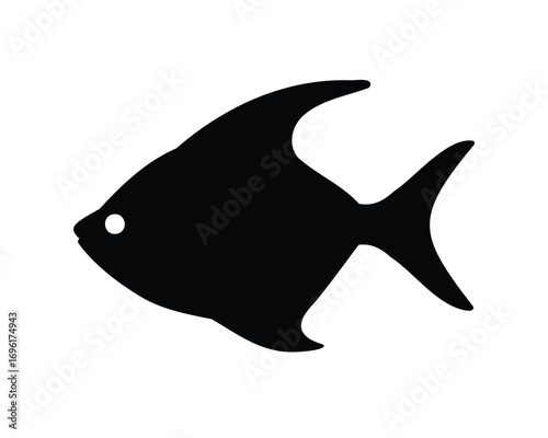 A monochromatic illustration of a fish, simple and clean design, beautiful black shape