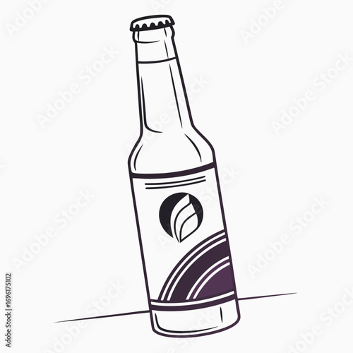 Minimalist illustration of a beer bottle with a clean modern design and vibrant colors