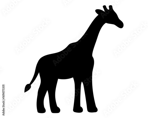 Silhouette of a majestic giraffe standing elegantly, captured in clean minimalist style