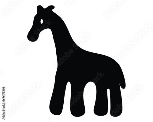 Simple Cartoon Giraffe Silhouette with Muted Rounded Features and Soft Edges