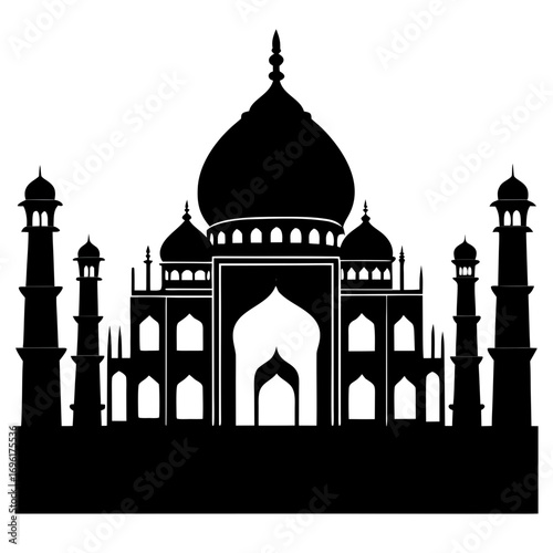 Taj Mahal a simple vector clean black silhouette design white background