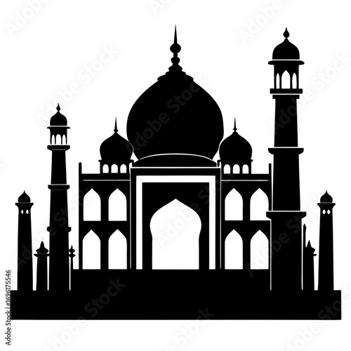 Taj Mahal a simple vector clean black silhouette design white background