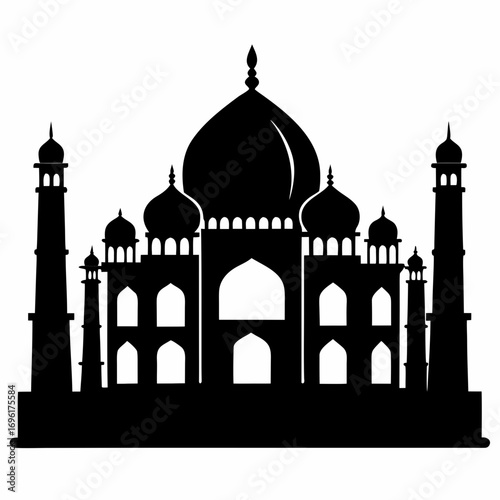 Taj Mahal a simple vector clean black silhouette design white background