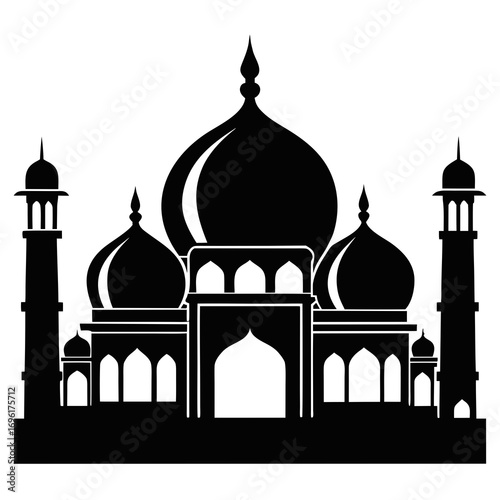 Taj Mahal a simple vector clean black silhouette design white background